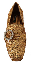 Gold Sequin Crystal Flat Women Loafers Shoes Dolce & Gabbana