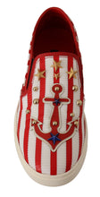 Red White Anchor Studded Loafers Shoes Dolce & Gabbana