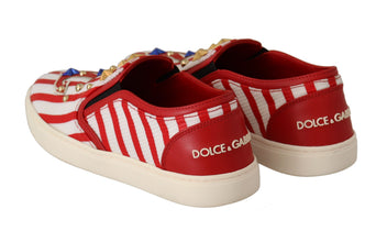 Red White Anchor Studded Loafers Shoes Dolce & Gabbana