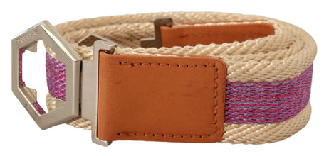 Multicolor Leather Silver Hexagon Logo Buckle Belt GF Ferre