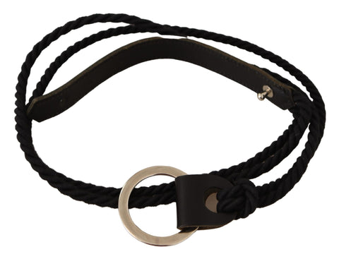 Black Leather Slim Women Waistband Metal Buckle Belt MILA SCHÖN