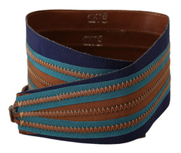 Brown Leather Wide Waistband Tie Fastening Belt Exte