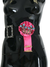Black Pink Flower Brooch Crystals Cotton Belt Dolce & Gabbana