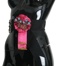 Black Pink Flower Brooch Crystals Cotton Belt Dolce & Gabbana
