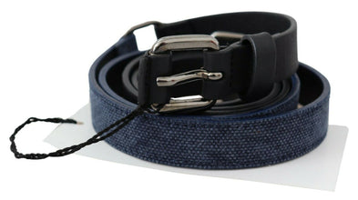 Black Blue Leather Silver Logo Belt Costume National