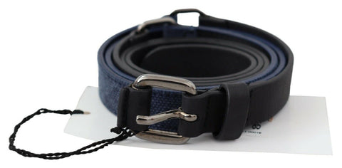 Black Blue Leather Silver Logo Belt Costume National
