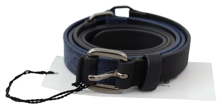 Black Blue Leather Silver Logo Belt Costume National