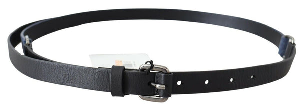 Black Blue Leather Silver Logo Belt Costume National
