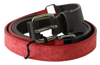 Red Brown Leather Silver Logo Buckle Waist Belt Costume National