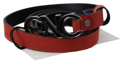 Red Black Leather Black Logo Buckle Blood Belt Costume National