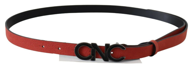 Red Black Leather Black Logo Buckle Blood Belt Costume National