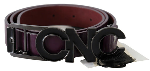 Brown Leather Large Logo Letter Buckle Belt Costume National