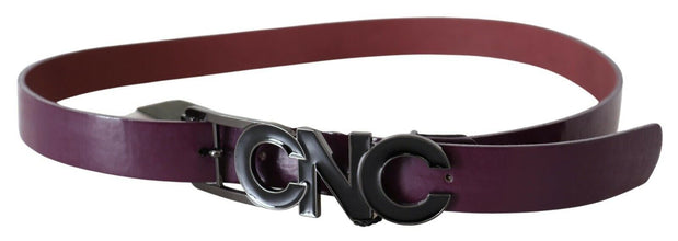 Brown Leather Large Logo Letter Buckle Belt Costume National