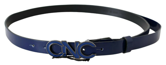 Blue Leather Logo Skinny Fashion  Belt Costume National