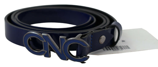 Blue Leather Logo Skinny Fashion  Belt Costume National
