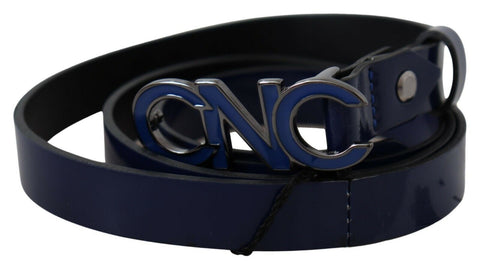 Blue Leather Logo Skinny Fashion  Belt Costume National