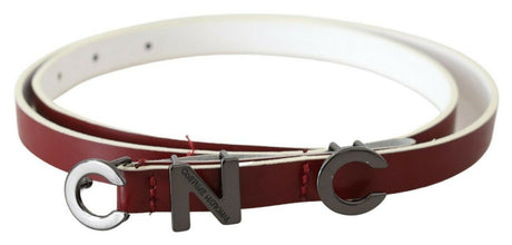 Maroon Leather Logo Skinny Fashion Costume National