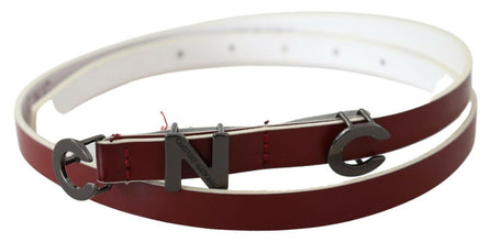 Maroon Leather Logo Skinny Fashion Costume National