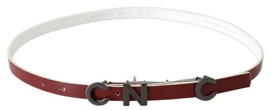 Maroon Leather Logo Skinny Fashion Costume National
