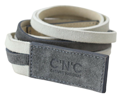 White Velvet Square Logo Design Waist Belt Costume National
