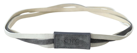 White Velvet Square Logo Design Waist Belt Costume National