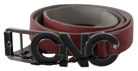 Maroon Skinny Leather Logo Fashion Belt Costume National