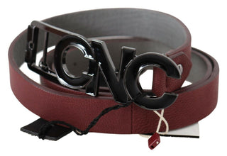 Maroon Skinny Leather Logo Fashion Belt Costume National