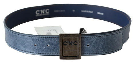Blue Normal Leather Logo Buckle Belt Costume National