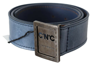 Blue Normal Leather Logo Buckle Belt Costume National