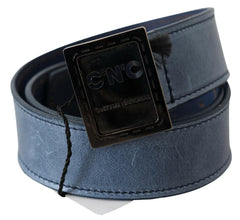 Blue Normal Leather Logo Buckle Belt Costume National