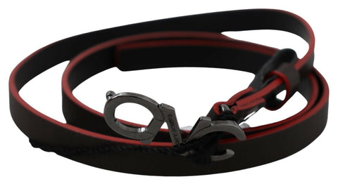 Black Maroon Skinny Leather Buckle Waist Belt Costume National
