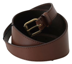 Brown Genuine Leather Rustic Metal Buckle Belt PLEIN SUD