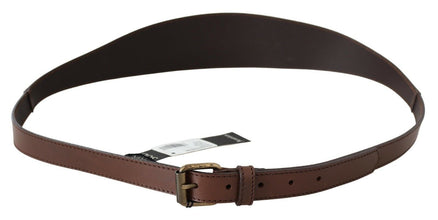 Brown Genuine Leather Rustic Metal Buckle Belt PLEIN SUD