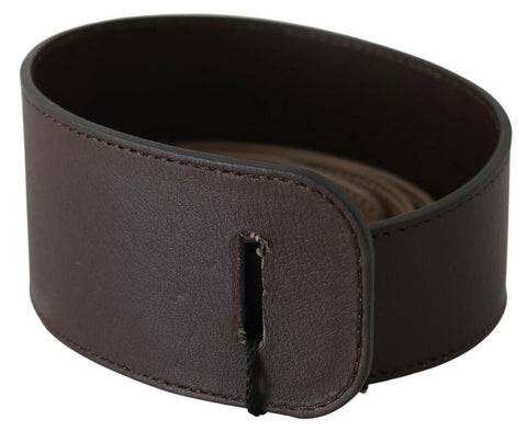 Brown Genuine Leather Logo Wide Waist Belt GF Ferre
