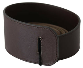 Brown Genuine Leather Logo Wide Waist Belt GF Ferre