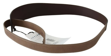 Brown Genuine Leather Logo Wide Waist Belt GF Ferre