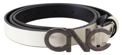 Belt Mettalic Gray Leather Logo Belt Costume National