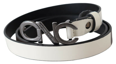 Belt Mettalic Gray Leather Logo Belt Costume National