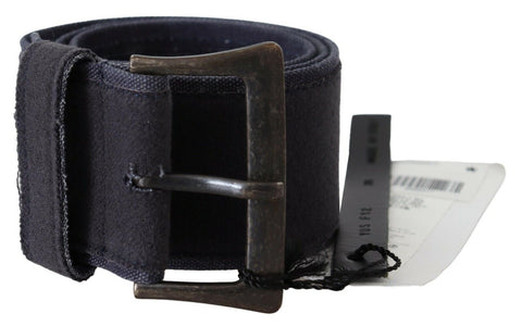 Black Navy Blue Wide Square Rustic Buckle Belt Ermanno Scervino