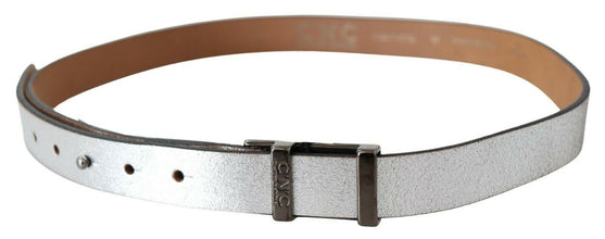 Brown Metallic Silver Leather Belt Costume National