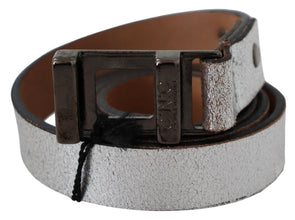Brown Metallic Silver Leather Belt Costume National