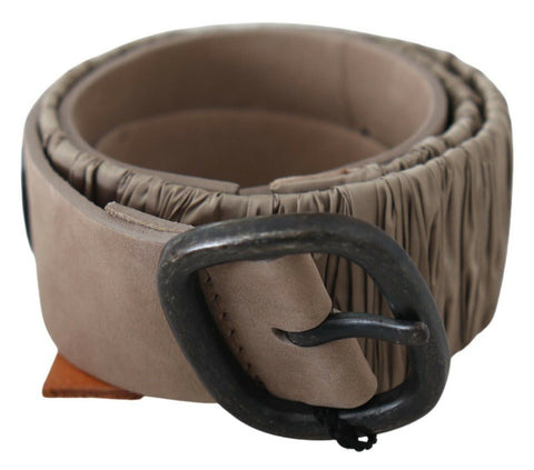 Brown Solid Leather Waist Metal Buckle Belt GF Ferre
