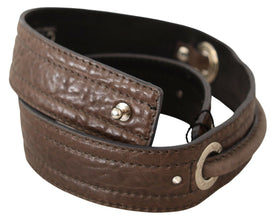 Brown Leather Silver Fastening Belt Costume National