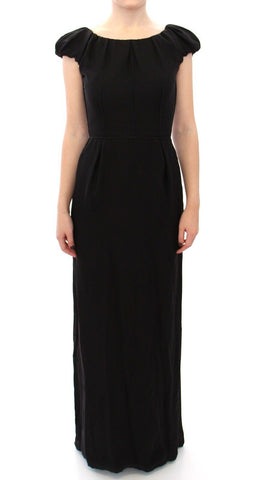 Black Silk Shortsleeve Gown Maxi IT Dress Dolce & Gabbana