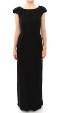 Black Silk Shortsleeve Gown Maxi IT Dress Dolce & Gabbana