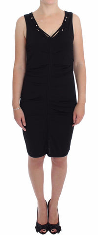 Black Stretch Wiggle Pencil Sheath Bodycon Dress Roccobarocco