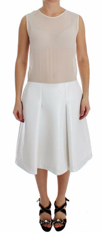 White Pleated Bottom Tank Sheath Transparent Dress Koonhor