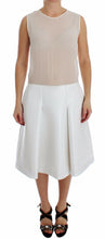 White Pleated Bottom Tank Sheath Transparent Dress Koonhor