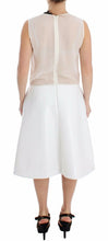 White Pleated Bottom Tank Sheath Transparent Dress Koonhor