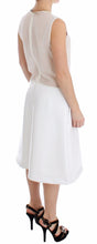 White Pleated Bottom Tank Sheath Transparent Dress Koonhor